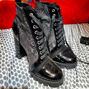Fashion Nova faux snakeskin faux leather boots